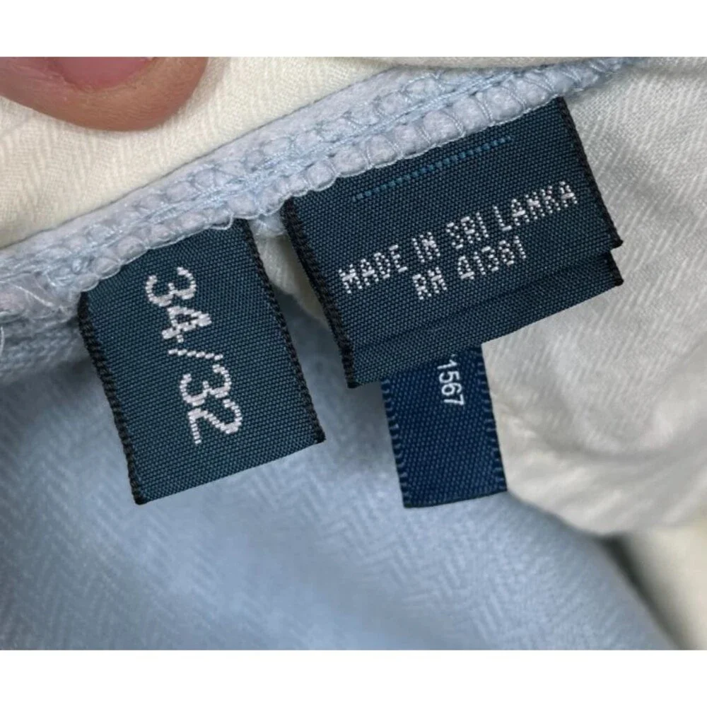 Vintage Polo Ralph Lauren Linen Pants 34x31 Light Blue Herringbone Trousers Read